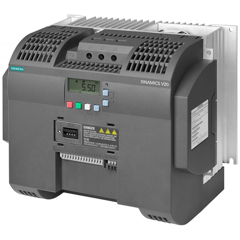 Variador de frecuencia Siemens serie SINAMICS V20, 7,5 kW, 400 V ac, 3 fases, 16,5 A, 0 → 550Hz, IP20, Modbus