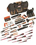 Kit de herramientas Bahco, Maletín de 56 piezas para Electromecánica, contiene Cincel, martillo, alicates,