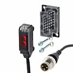 Fotocélula rectangular Omron, Sistema Reflex, alcance 200 mm, salida PNP, Conector precableado M8 de 3 contactos