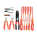 Kit de herramientas Facom, Bolsa de 15 piezas para Electricista, contiene Herramienta de crimpado, cuchilla, alicates,