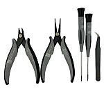 Kit de herramientas RS PRO, Estuche de 5 piezas para ESD, contiene 1 alicates de corte, 1 alicates, 2 destornilladores,