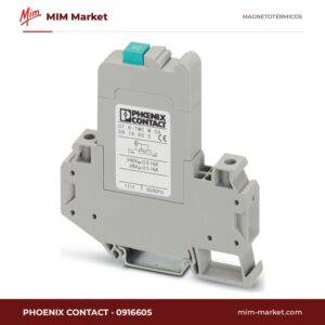 Interruptor magnetotérmico Phoenix Contact 0916605 – UT 6-TMC M, 1P, 2 A, 240 V AC / 28 V DC, formato borna 12,3 mm