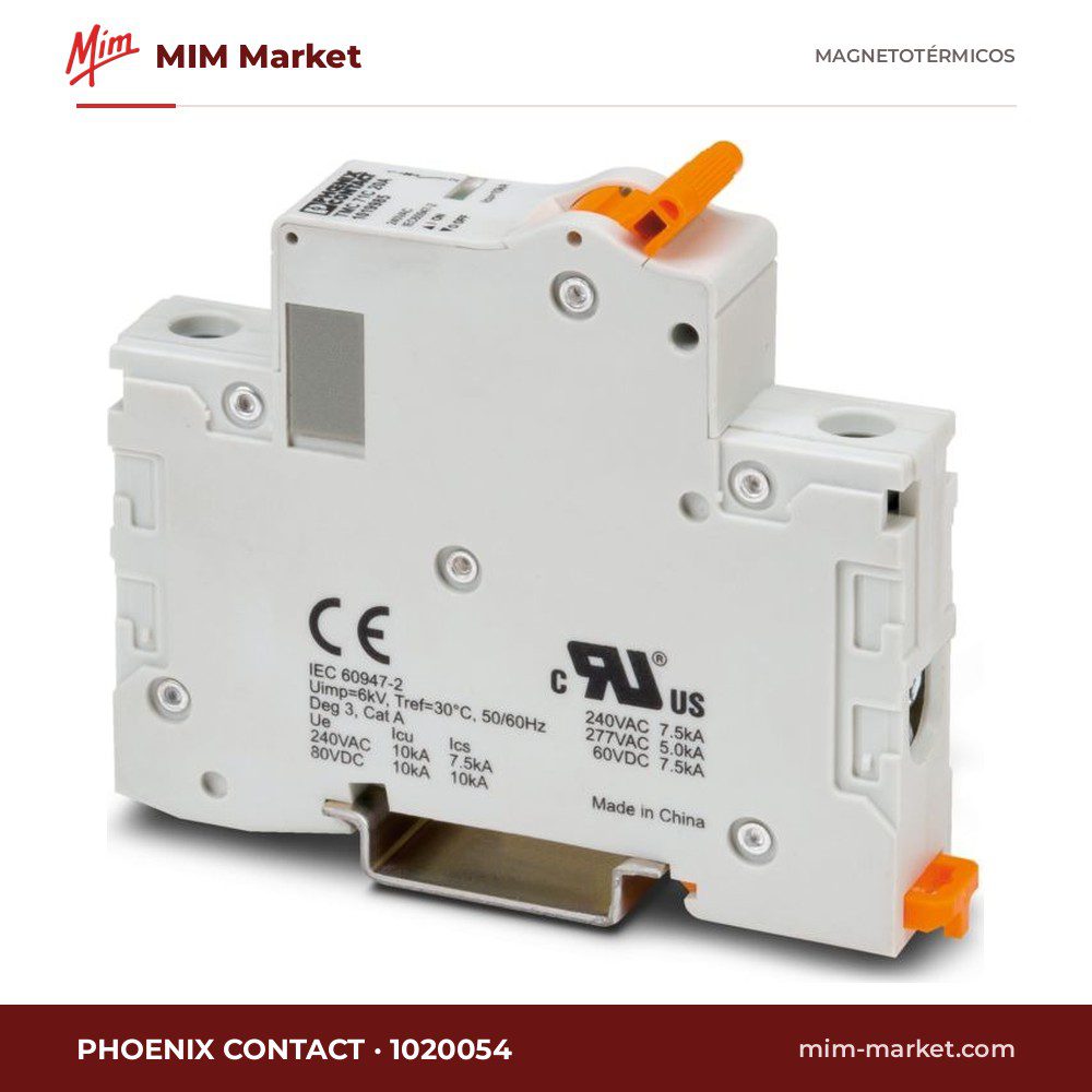 Interruptor magnetotérmico Phoenix Contact 1020054 – TMC 7, 1P, curva D, 30 A, 277 V AC / 60 V DC
