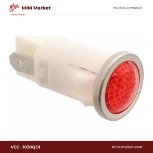 Piloto de neón VCC 1030QD1 – serie 1030Q, rojo, 125 V AC, Ø12,7 mm, faston 4,7 mm