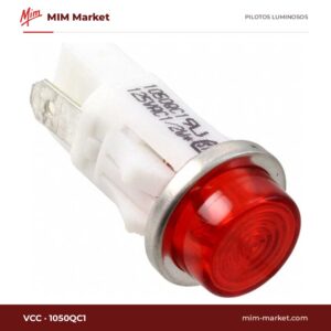 Piloto de neón VCC 1050QC1 – serie 1050Q, rojo, 105 V…125 V AC, Ø12,7 mm, faston 4,7 mm