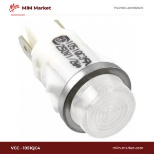 Piloto de neón VCC 1051QC4 – serie 1051Q, blanco, 250 V AC, Ø12,7 mm, faston 4,7 mm