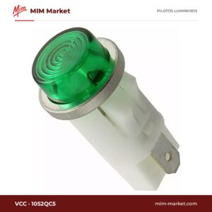 Piloto de neón VCC 1052QC5 – serie 1050Q, verde, 105 V…125 V AC, Ø12,7 mm, faston 4,7 mm