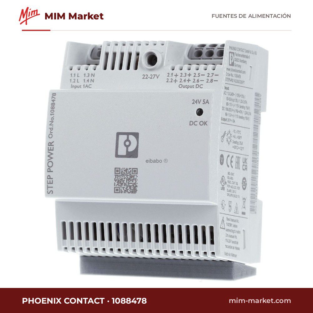 Fuente de alimentación carril DIN Phoenix Contact 1088478 – 24 V DC, 5 A, 120 W