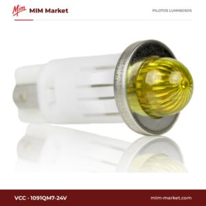 Piloto LED VCC 1091QM7-24V – serie 1091, amarillo, 24 V, Ø12,7 mm, faston 4,7 mm