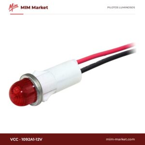 Piloto LED VCC 1092A1-12V – serie 1092, rojo, 12 V, Ø12,7 mm, cables de 116,8 mm