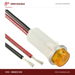 Piloto LED VCC 1092C3-12V – serie 1092, ámbar, 12 V, Ø12,7 mm, cables de 116,8 mm