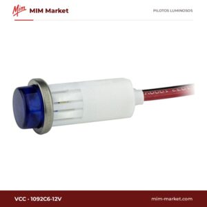 Piloto LED VCC 1092C6-12V – serie 1092, azul, 12 V, Ø12,7 mm, cables de 116,8 mm