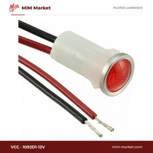 Piloto LED VCC 1092D1-12V – serie 1092, rojo, 12 V, Ø12,7 mm, cables de 116,8 mm