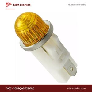 Piloto LED VCC 1092QA3-125VAC – serie 1092Q, ámbar, 125 V AC, Ø12,7 mm, faston 4,7 mm