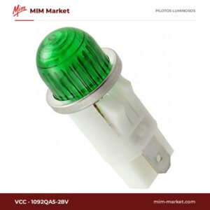 Piloto LED VCC 1092QA5-28V – serie 1092Q, verde, 28 V, Ø12,7 mm, faston 4,7 mm