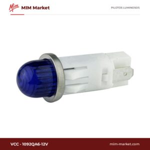 Piloto LED VCC 1092QA6-12V – serie 1092Q, azul, 12 V, Ø12,7 mm, faston 4,7 mm