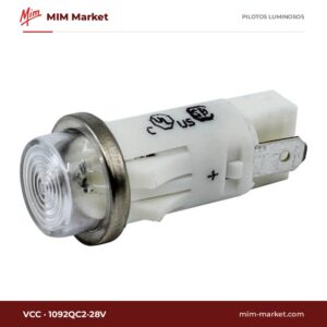 Piloto LED VCC 1092QC2-28V – serie 1092Q, blanco, 28 V, Ø12,7 mm, faston 4,7 mm