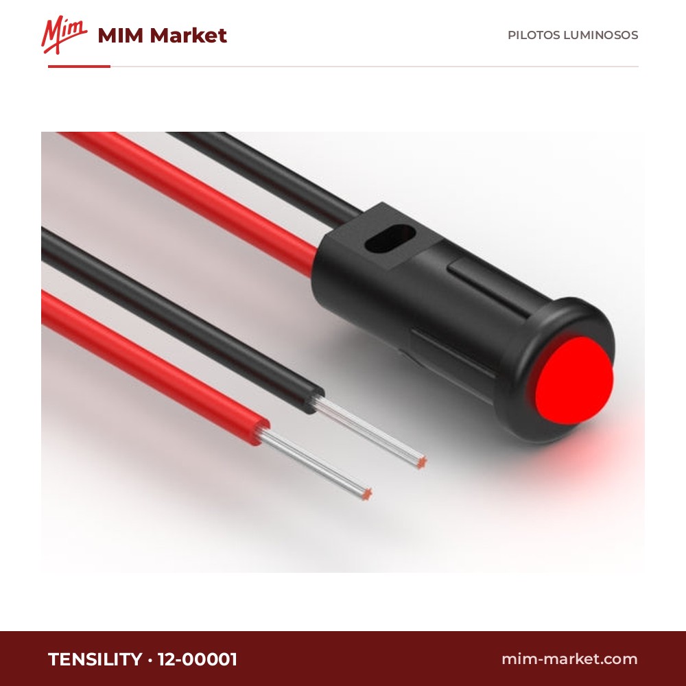 Piloto LED Tensility 12-00001 – rojo, Vf típ. 2 V, Ø4,37 mm, cables de 152,4 mm