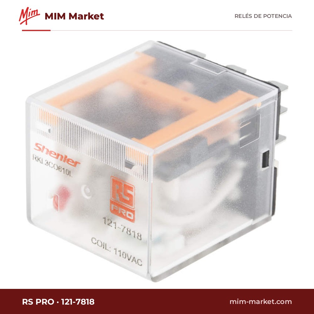 Relé de potencia RS PRO 121-7818 – 3PDT, bobina 110 V ac, 10 A