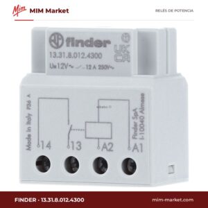 Relé de potencia Finder 13.31.8.012.4300 – SPST-NO, bobina 12 V ac, 12 A