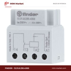 Relé de potencia Finder 13.31.8.230.4300 – SPST-NO, bobina 230 V ac, 12 A