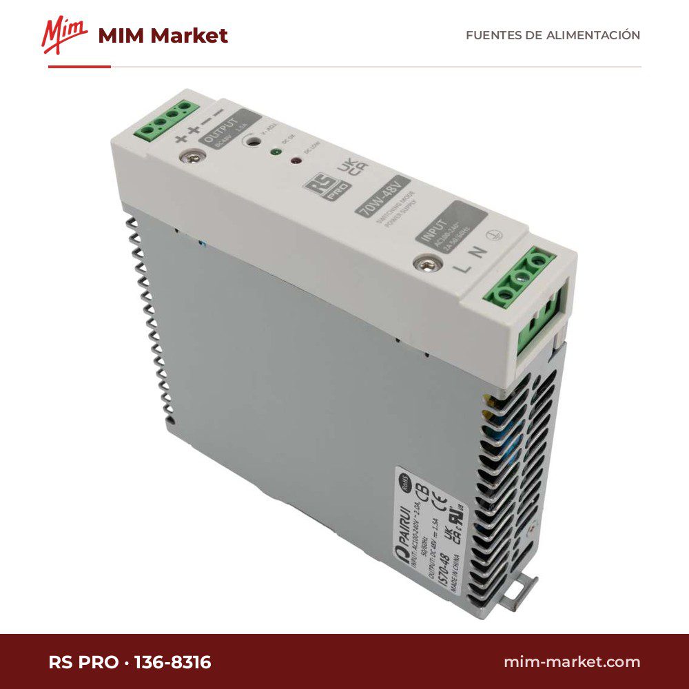 Fuente de alimentación carril DIN RS PRO 136-8316 – 55 V DC, 1,5 A