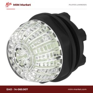 Piloto LED EAO 14-060.907 – serie 14 (Ø22,3 mm), blanco, 24 V AC/DC, Ø22,3 mm, bornes push-in, IP65, IP67, IP69K