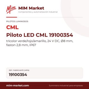 Piloto LED CML 19100354 – tricolor verde/rojo/amarillo, 24 V DC, Ø8 mm, faston 2,8 mm, IP67
