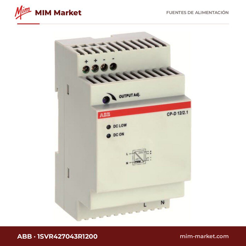 Fuente de alimentación carril DIN ABB 1SVR427043R1200 – 12 V DC, 2,1 A, 25 W