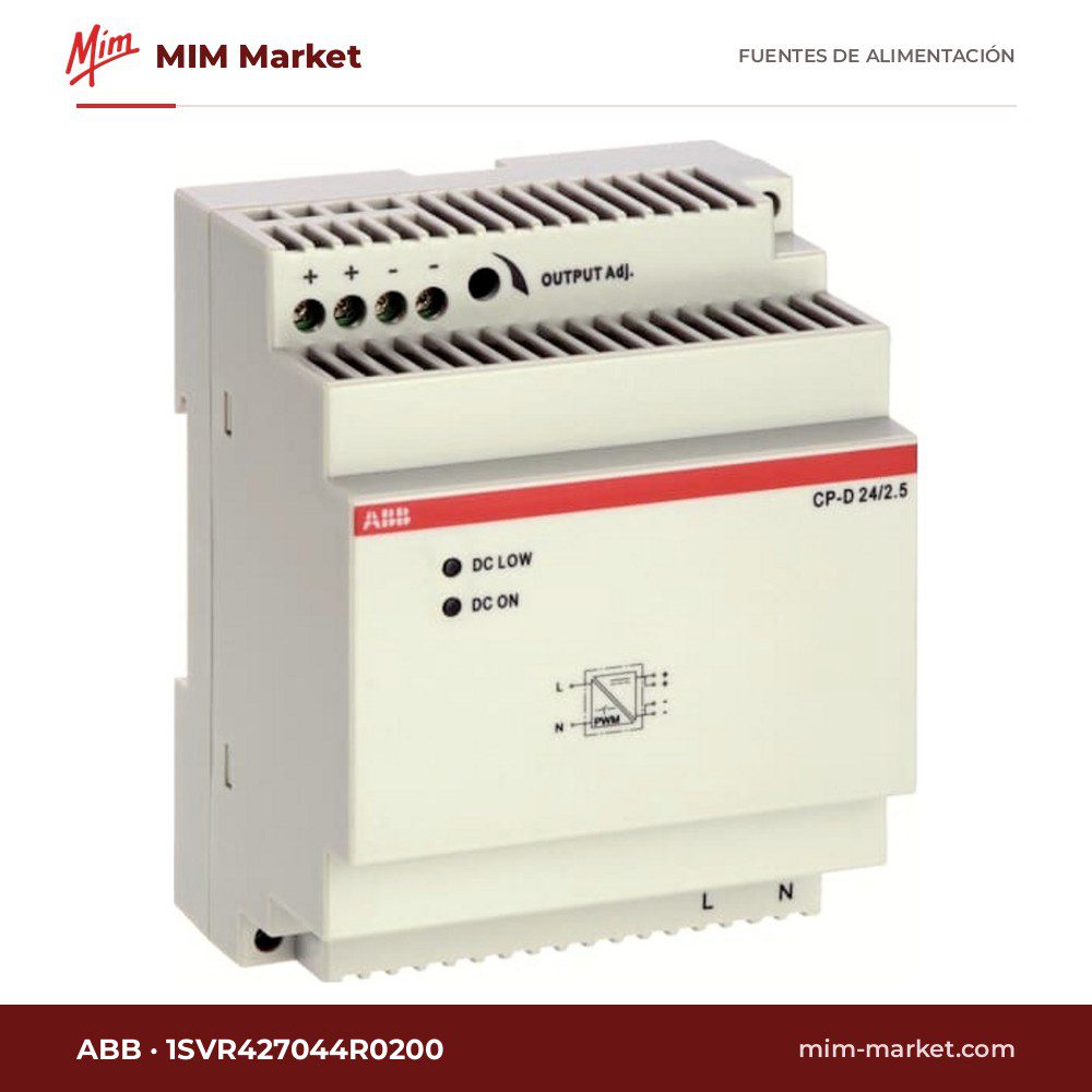 Fuente de alimentación carril DIN ABB 1SVR427044R0200 – 24 V DC, 2,5 A, 60 W