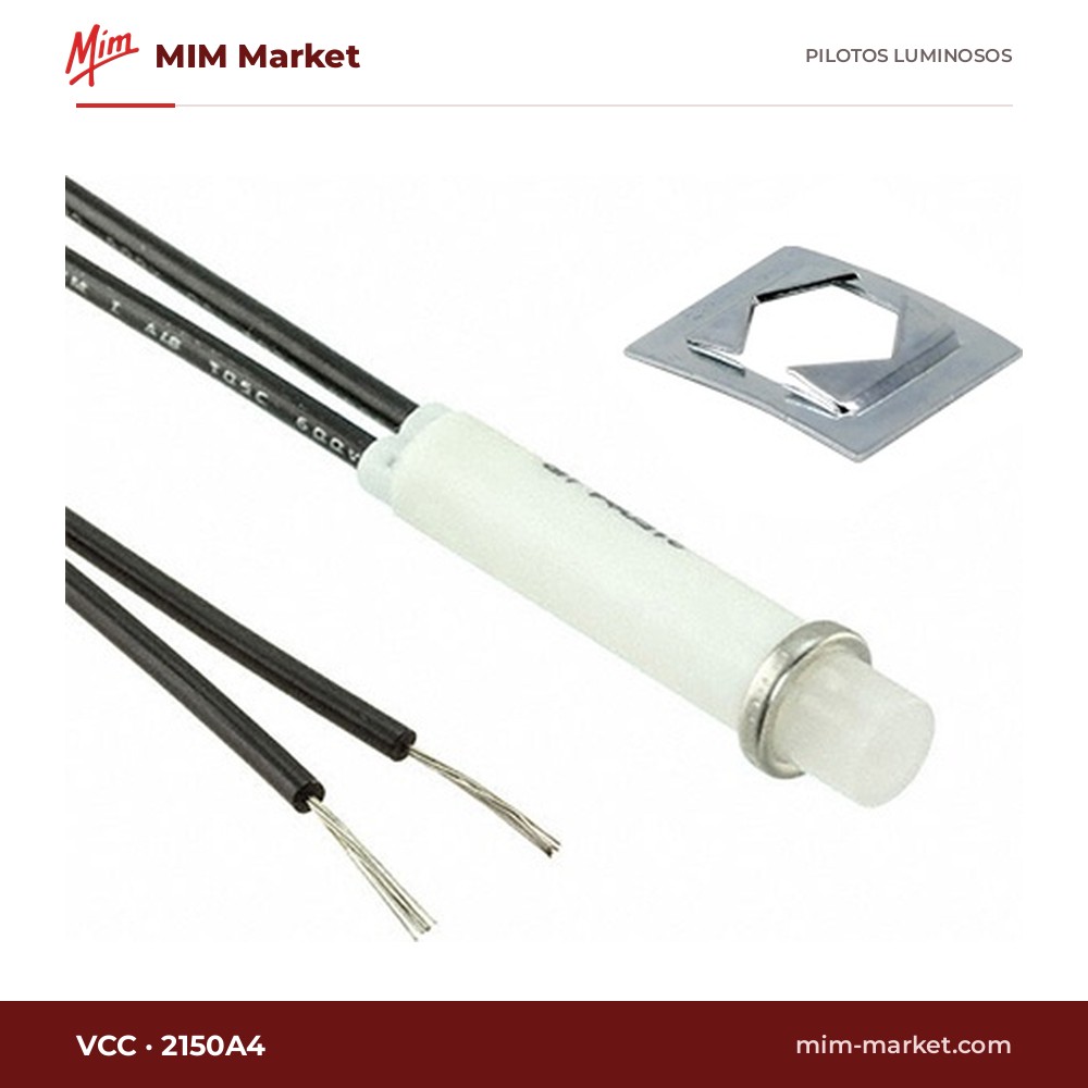Piloto de neón VCC 2150A4 – serie 2150, blanco, 125 V AC, Ø7,87 mm, cables de 116,8 mm