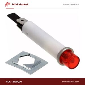Piloto de neón VCC 2150QA1 – serie 2150, rojo, 125 V AC, Ø7,87 mm, faston 4,7 mm