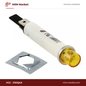Piloto de neón VCC 2151QA3 – serie 2151, ámbar, 250 V AC, Ø7,87 mm, faston 4,7 mm
