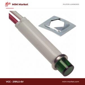 Piloto LED VCC 2191L5-6V – serie 2191, verde, 6 V, Ø7,87 mm, cables de 116,8 mm