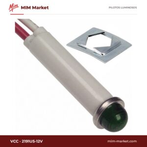 Piloto LED VCC 2191U5-12V – serie 2191, verde, 12 V, Ø7,87 mm, cables de 116,8 mm