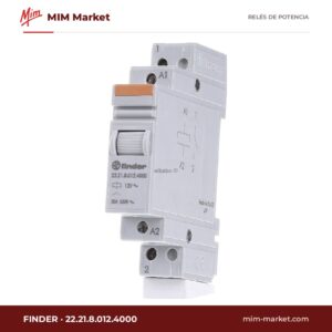 Relé de potencia Finder 22.21.8.012.4000 – SPST, bobina 12 V ac, 20 A