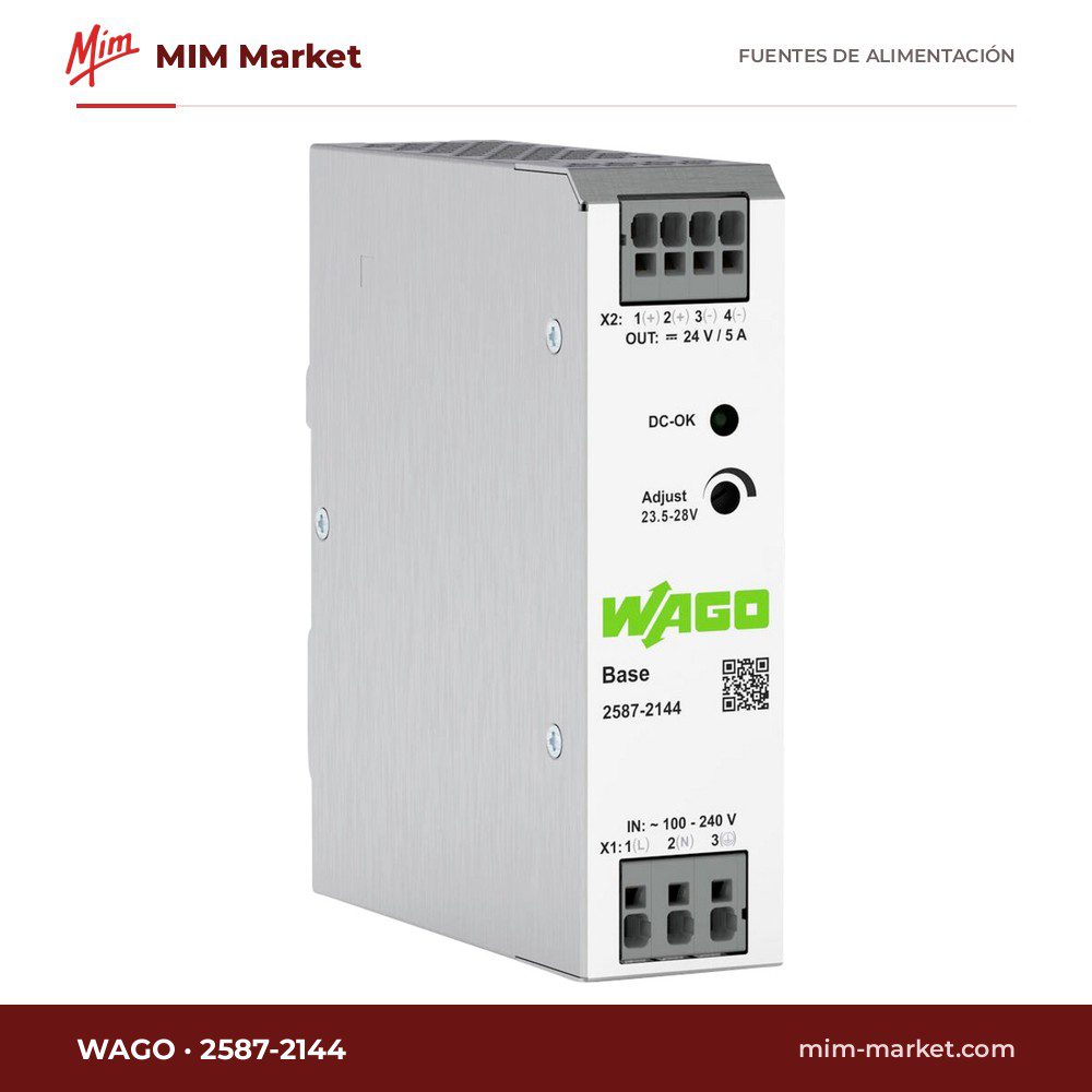 Fuente de alimentación carril DIN WAGO 2587-2144 – 24 V DC, 5 A, 120 W