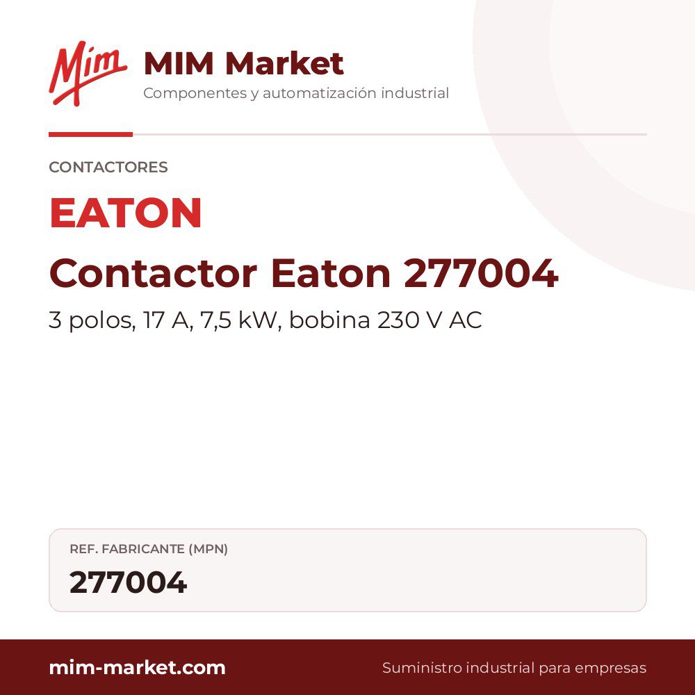 Contactor Eaton 277004 – 3 polos, 17 A, 7,5 kW, bobina 230 V AC