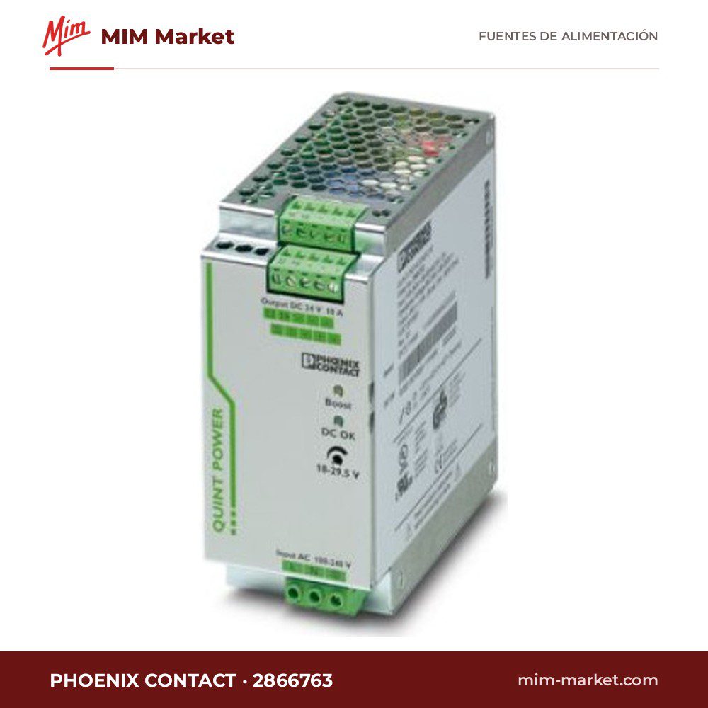 Fuente de alimentación carril DIN Phoenix Contact 2866763 – 24 V DC, 10 A, 240 W
