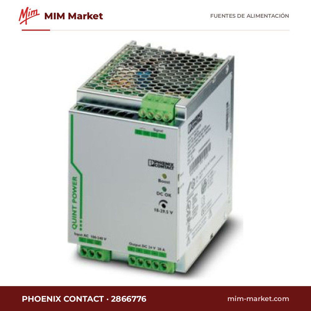 Fuente de alimentación carril DIN Phoenix Contact 2866776 – 24 V DC, 20 A, 480 W