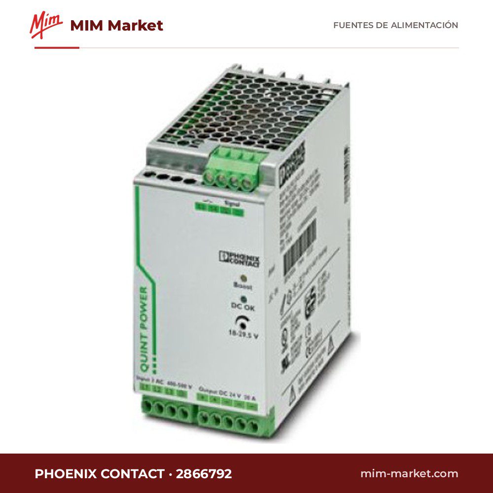 Fuente de alimentación carril DIN Phoenix Contact 2866792 – 24 V DC, 20 A, 480 W
