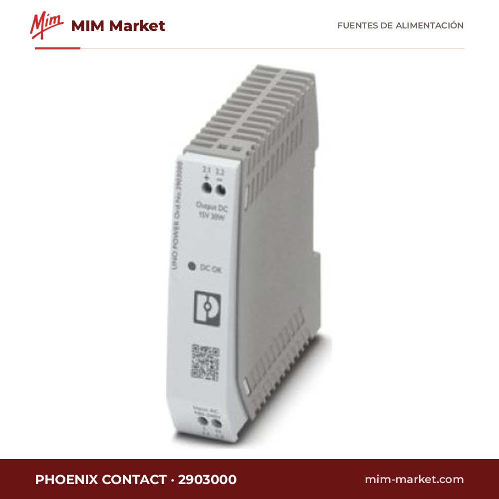 Fuente de alimentación carril DIN Phoenix Contact 2903000 – 15 V DC, 2 A, 30 W