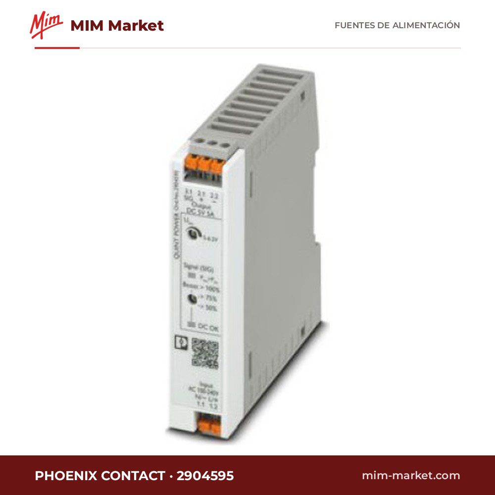 Fuente de alimentación carril DIN Phoenix Contact 2904595 – 5 V DC, 5 A, 25 W
