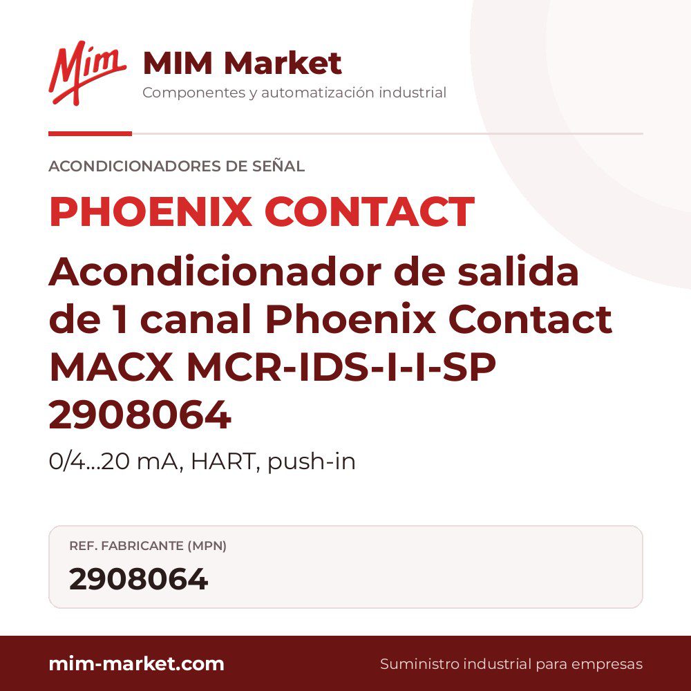 Acondicionador de salida de 1 canal Phoenix Contact MACX MCR-IDS-I-I-SP 2908064 – 0/4…20 mA, HART, push-in
