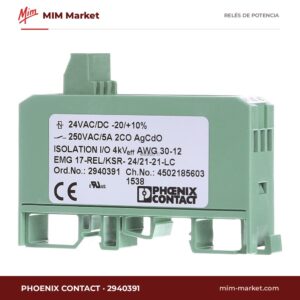 Relé de interfaz modular Phoenix Contact 2940391 – DPDT, bobina 24 V dc, 6 A