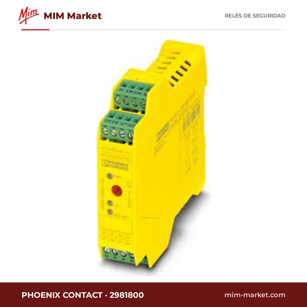 Relé de seguridad Phoenix Contact 2981800 – 24 V DC, 2 contactos de seguridad