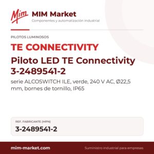 Piloto LED TE Connectivity 3-2489541-2 – serie ALCOSWITCH ILE, verde, 240 V AC, Ø22,5 mm, bornes de tornillo, IP65