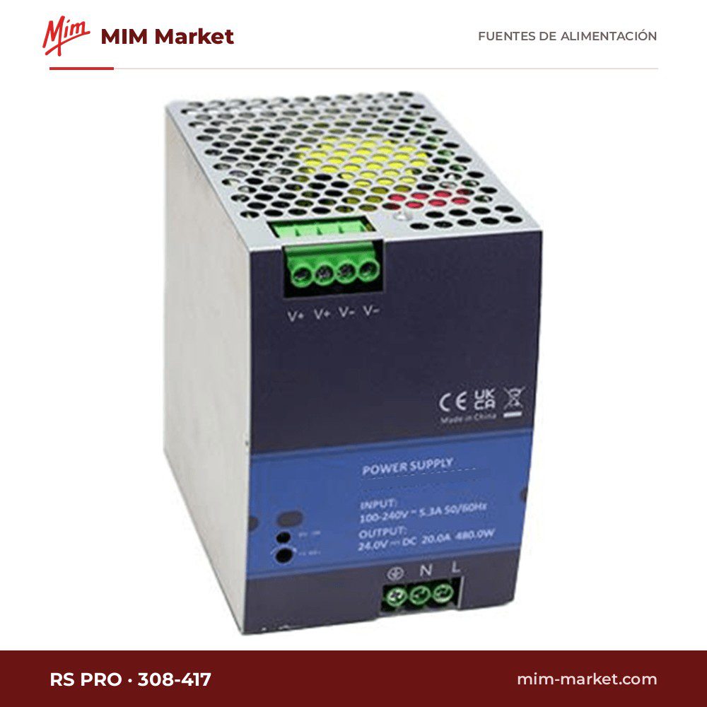Fuente de alimentación carril DIN RS PRO 308-417 – 48 V DC, 10 A, 480 W