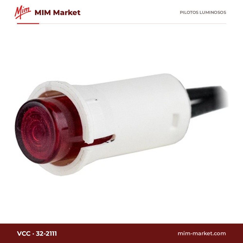 Piloto de neón VCC 32-2111 – serie 32, rojo, 125 V AC, Ø12,95 mm, cables de 152,4 mm