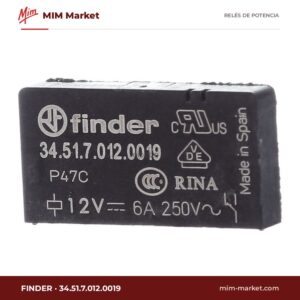 Relé de potencia Finder 34.51.7.012.0019 – SPDT, bobina 12 V dc, 6 A